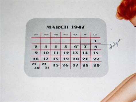 Pinup Calendar Page Esquire March 1947 Vargas Etsy