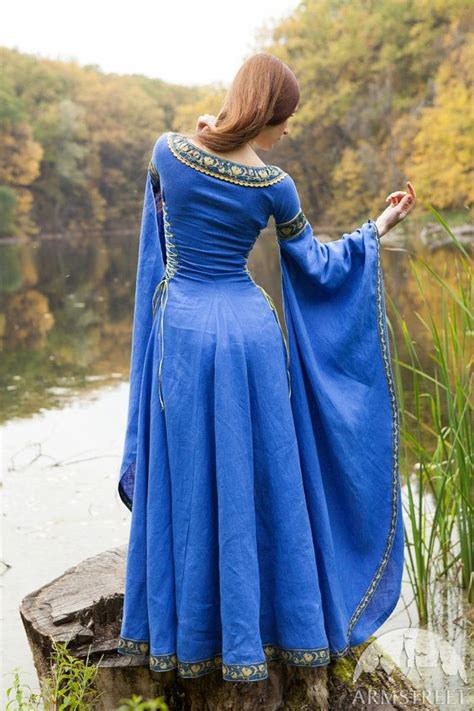 Blue Dress Lady Of The Lake Medieval Dress Linen Etsy Medieval