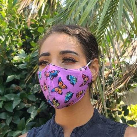 Purple Butterfly Face Mask 100 Cotton Reusable Washable Etsy