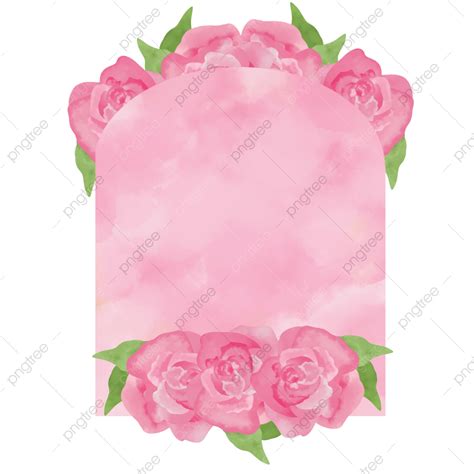 Pink Roses Watercolor Hd Transparent Watercolor Pink Frame With Floral