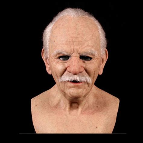 Lifelike Old Man Mask Human Wrinkle Face Mask Full Head Halloween Costume Party