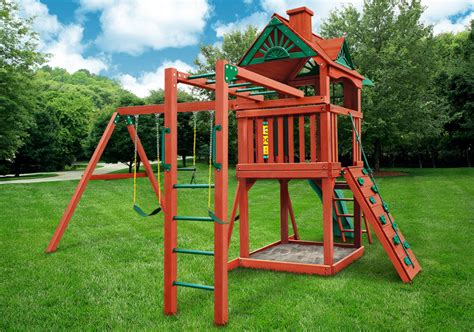 Gorilla Playsets Five Star Ii Wooden Swing Set With Wood Roof Boxed