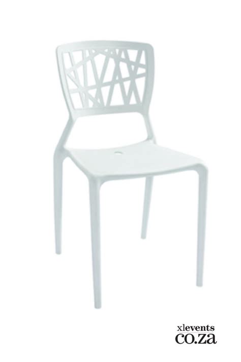 White Detailed Plastic Chair Available For Hire For Your Wedding
