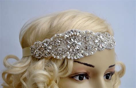 crystal pearls rhinestone flapper gatsby headband bridal etsy canada