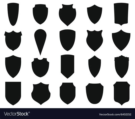 Shields Silhouettes Set Royalty Free Vector Image