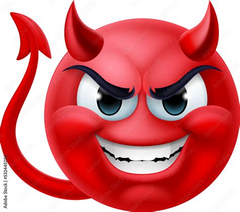 A Red Devil Or Satan Emoji Emoticon Man Face Cartoon Icon Mascot