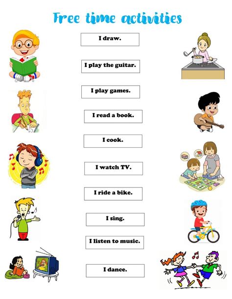 Free Time Activities Interactive Worksheet For Phonics Reading Activities Primary School