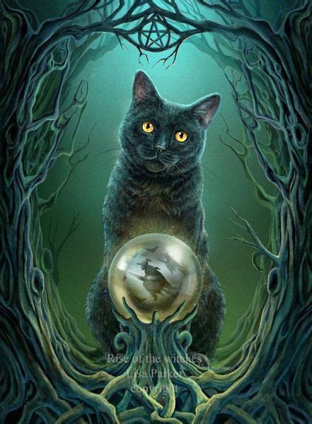 Rise Of The Witches Black Cat With Crystal Ball Black Cat Art Cat