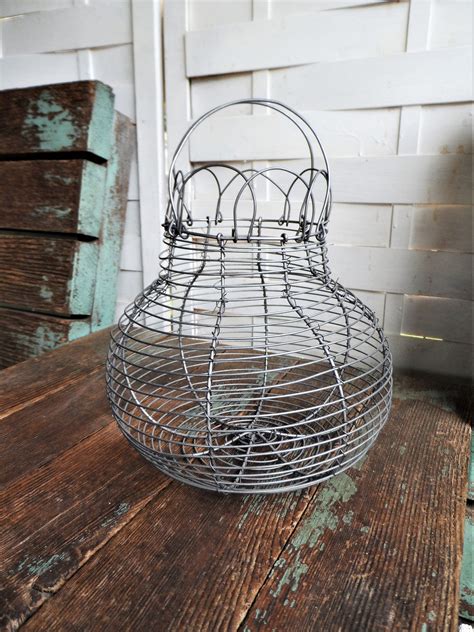 Maybe you would like to learn more about one of these? Vintage Wire Basket Egg Basket Wired Country Farmhouse ...