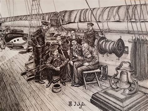 The pen and ink ship drawing is wonderfully matted with a. OLD SALTS - Navy Historic Prints - Navy Sailors - Navy pen ...
