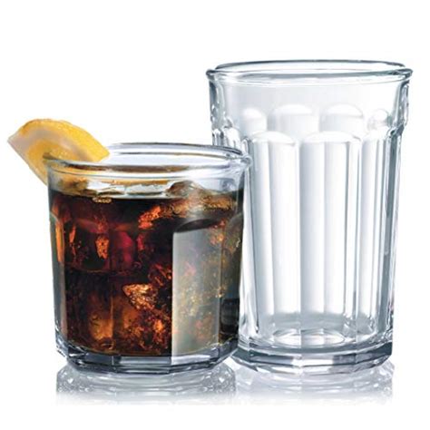 Leraze Set Of 16 Durable Drinking Heavy Base Cups Glassware Set