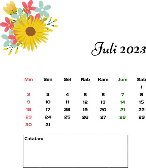 Kalender 인도네시아 Bulan Juli 2023, 2023, 칠월, 단순한 PNG 일러스트 및 PSD 이미지 무료