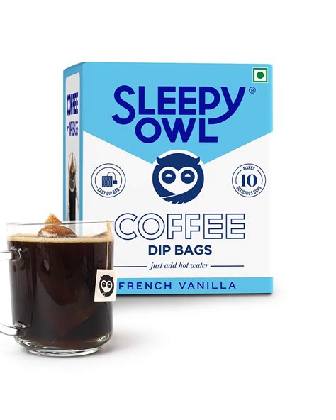 Sleepy Owl Coffee French Vanilla Coffee Dip Bags Hot Brew Coffee 5