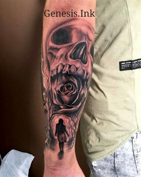 Skull Roses Woman Tattoo Arm Sleve By Genesisink Dutchartist