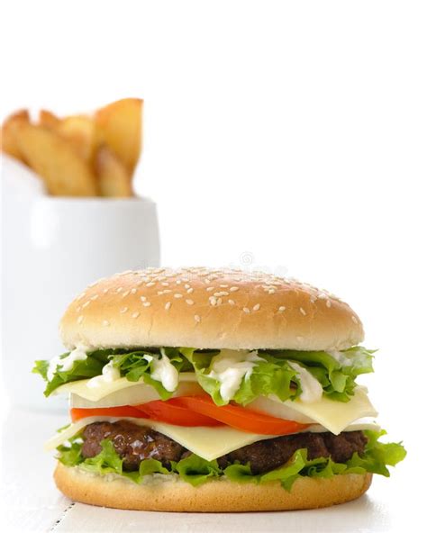 Burger And Fries Stock Image Image Of Fast Fatty Chips 8286947