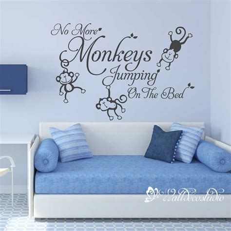 No More Monkeys Jumping On The Bed Vinyl Wall Decal Monkeys Etsy