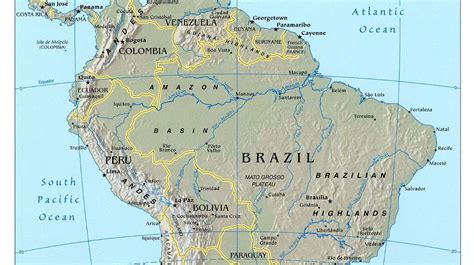 Online Maps Physical Map Of Latin America