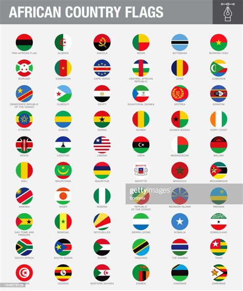African Country Flag Buttons Stockillustraties Getty Images