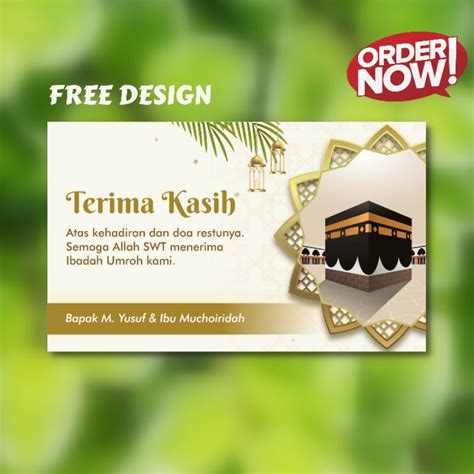 Jual Kartu Souvenir Kartu Terimakasih Haji Dan Umroh Shopee Indonesia