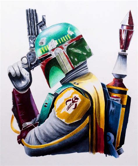 Boba Fett Star Wars Art With Tombow 1500 Colored Pencils — The Art Gear