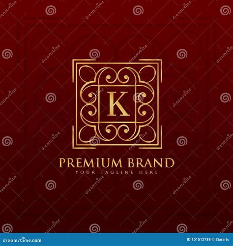 Gold Emblem Monogram Logo For Letter K Stock Vector Illustration Of