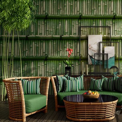 Chinese Style Green Bamboo Wallpaper 3d Stereo Living Room