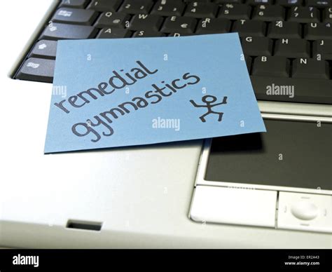 Memo Note On Notebook Remedial Gymnastics Stock Photo Alamy