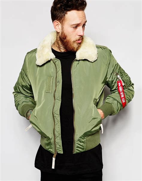 Official alpha industries® bombers jackets, military flight jackets, field coats and parkas for men and women. Alpha industries Shearling-Trimmed Bomber Jacket in Green ...