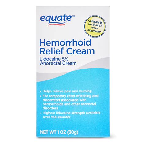 Equate Hemorrhoid Relief Cream With 5 Lidocaine Ointment Topical