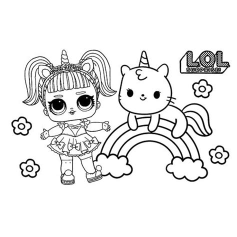 LOL surprise sparkle unicorn coloring page for kids 🐹 Free Online