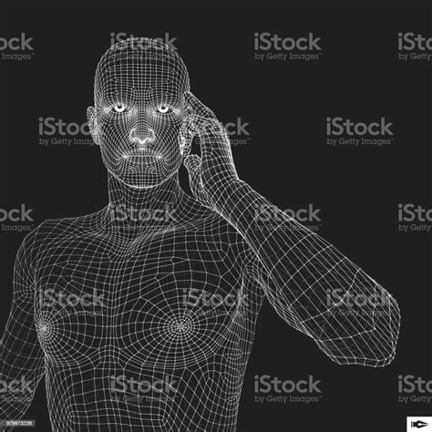 Man In A Thinker Pose 3d Model Of Man Geometric Design Business Science