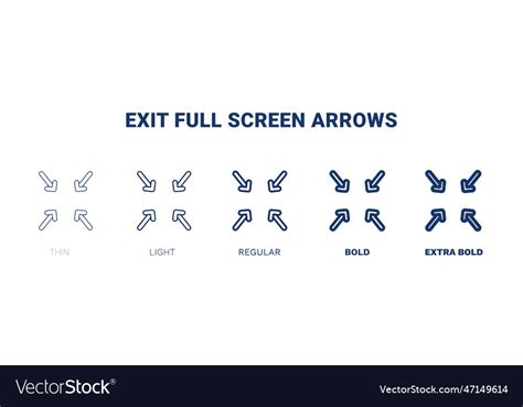 Exit Full Screen Arrows Icon Thin Light Regular Vector Image