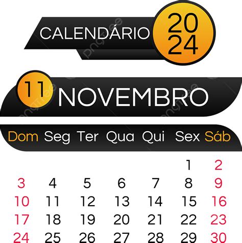 Calendário De Novembro Ouro Preto Português 2024 Png 2024 Português