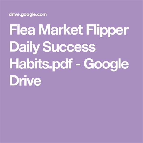 Flea Market Flipper Daily Success Habits.pdf - Google Drive in 2021 ...
