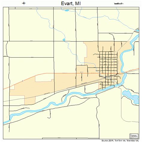 Evart Michigan Street Map 2626640