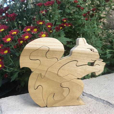Wooden Squirrel Puzzle 3d Decoration Etsy