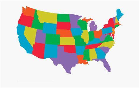Colorful Usa With Individual States Outlines Colorful Usa