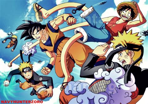 One piece naruto y dragon ball. One Piece DBZ and Naruto ARTWORK by NavyHunterZoro on DeviantArt