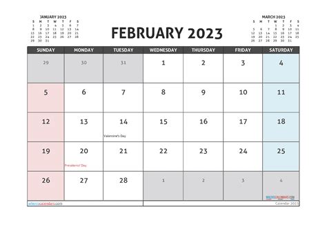 Download Free February 2023 Printable Calendar Pdf In Landscape