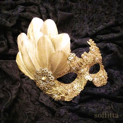Theater Side Feather Masquerade Mask Black And Gold Masquerade Costume