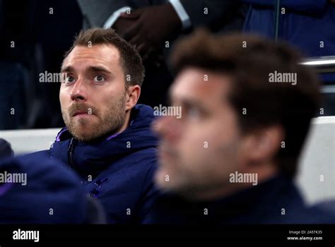 Tottenham Hotspurs Christian Eriksen On The Bench During The Uefa Champions League Group B