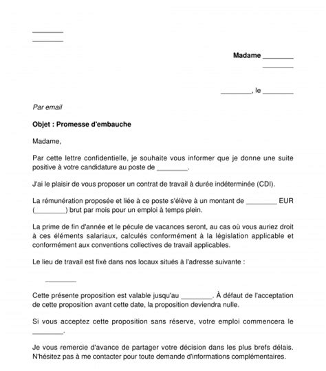 Une promesse d'embauche peut être valide, qu'elle soit transmise verbalement ou par écrit. Promesse d'Embauche - Modèle, Exemple - Word et PDF