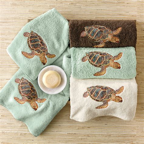 Sea Turtle Bath Towels Brown Gumps