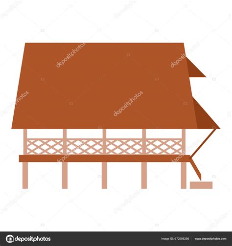 Rumah Adat Baileo Traditional House From Maluku Indonesia Cartoon | Hot