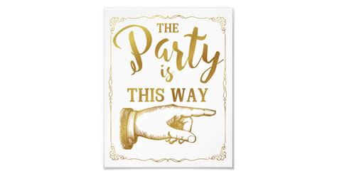 Gold This Way Party Wedding Sign Right Arrow Zazzleca
