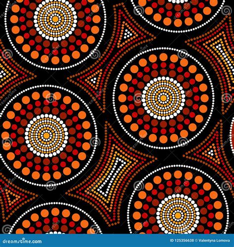 Australian Aboriginal Seamless Vector Pattern With Dotted Circles And