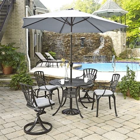 Bluu 10' cantilever market umbrella. 6 Piece Patio Dining Set with Umbrella in Charcoal - 5560 ...