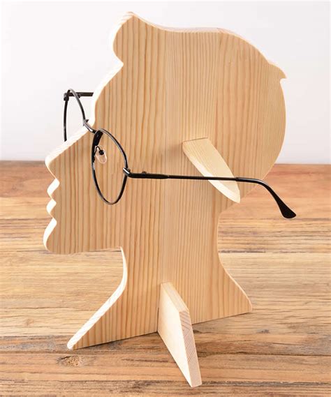 wooden human head shaped sunglasses glasses holder spectacle display stand feelt