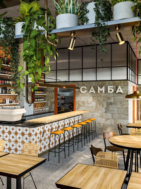 Samba Cafe Interior On Behance Mobiliario Para Cafeteria Diseño De