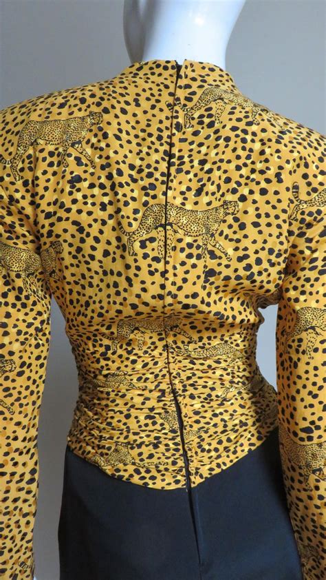 Vicky Tiel Couture Leopard Print Color Block Silk Dress